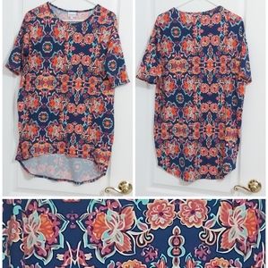 NWOT Lularoe Classic Tee XXS Navy Orange Red Beige